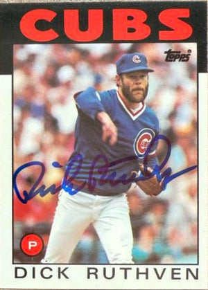 Dick Ruthven Signed 1986 Topps TIFFANY Baseball Card - Chicago Cubs