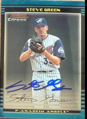Steve Green Signed 2002 Bowman Chrome Baseball Card - Anaheim Angels