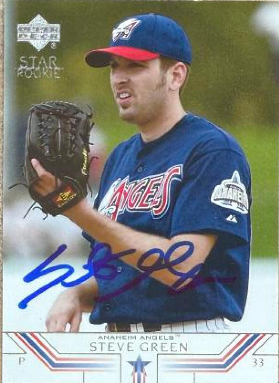 Steve Green Signed 2002 Upper Deck Baseball Card - Anaheim Angels