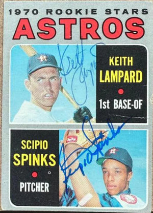 Keith Lampard & Scipio Spinks Dual Signed 1970 Topps Baseball Card - Houston Astros