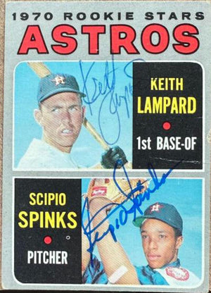 Keith Lampard & Scipio Spinks Dual Signed 1970 Topps Baseball Card - Houston Astros
