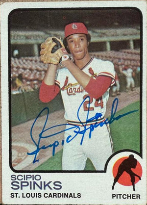 Scipio Spinks Signed 1973 Topps Baseball Card - St Louis Cardinals
