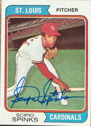 Scipio Spinks Signed 1974 Topps Baseball Card - St Louis Cardinals