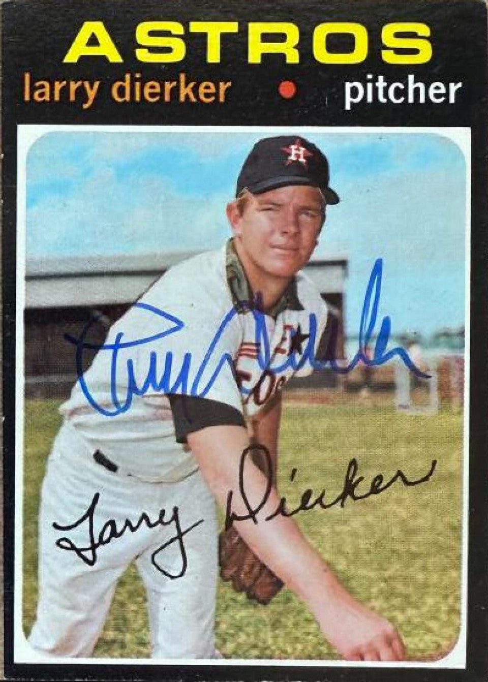 Larry Dierker Signed 1971 Topps Baseball Card - Houston Astros
