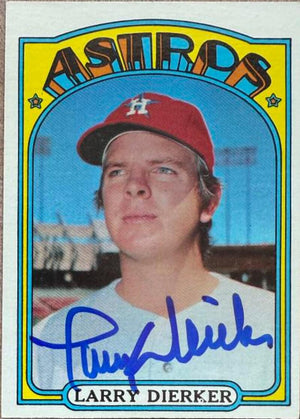 Larry Dierker Signed 1972 Topps Baseball Card - Houston Astros