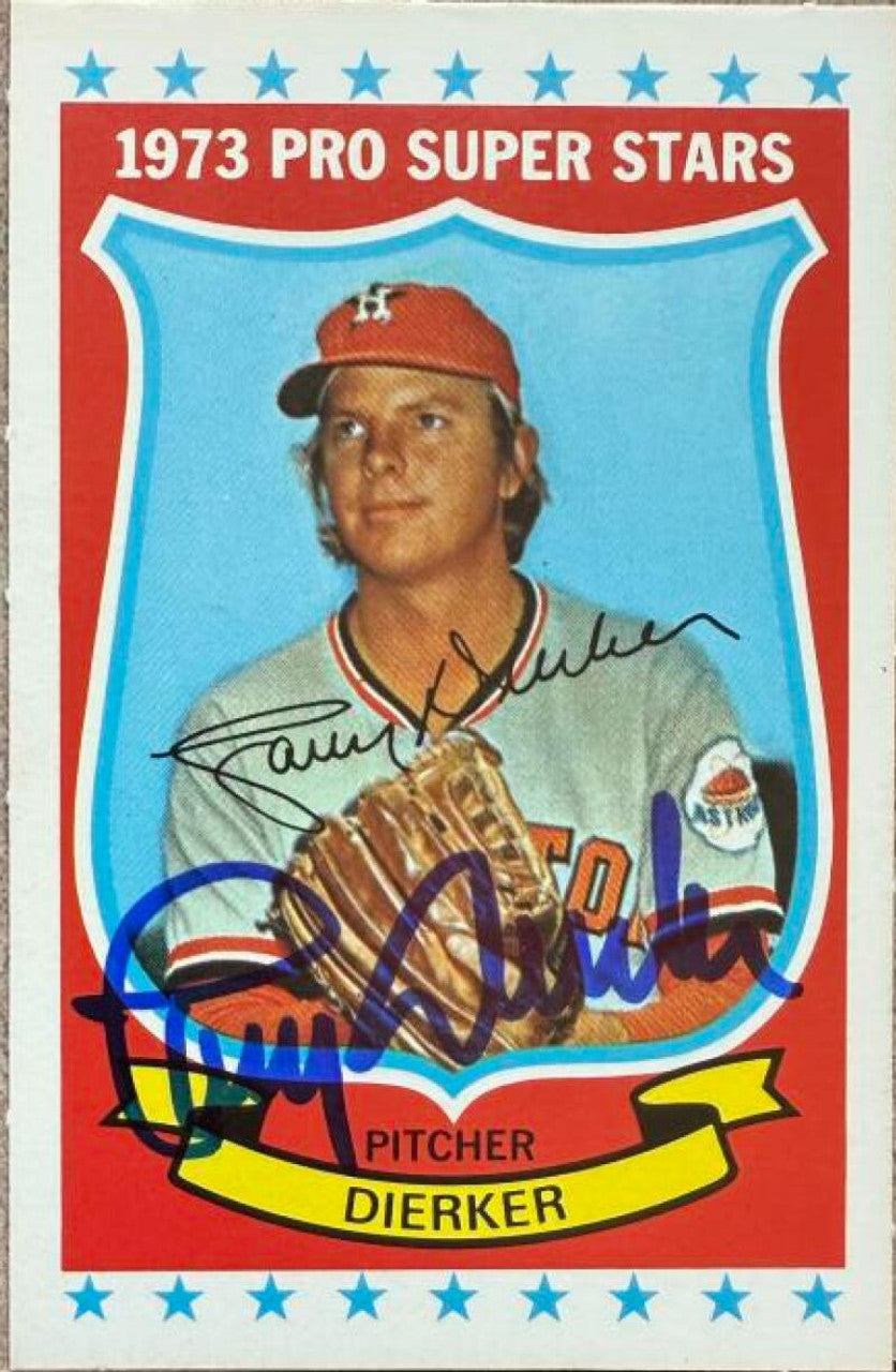 Larry Dierker Signed 1973 Kellogg's Pro Super Stars Baseball Card - Houston Astros