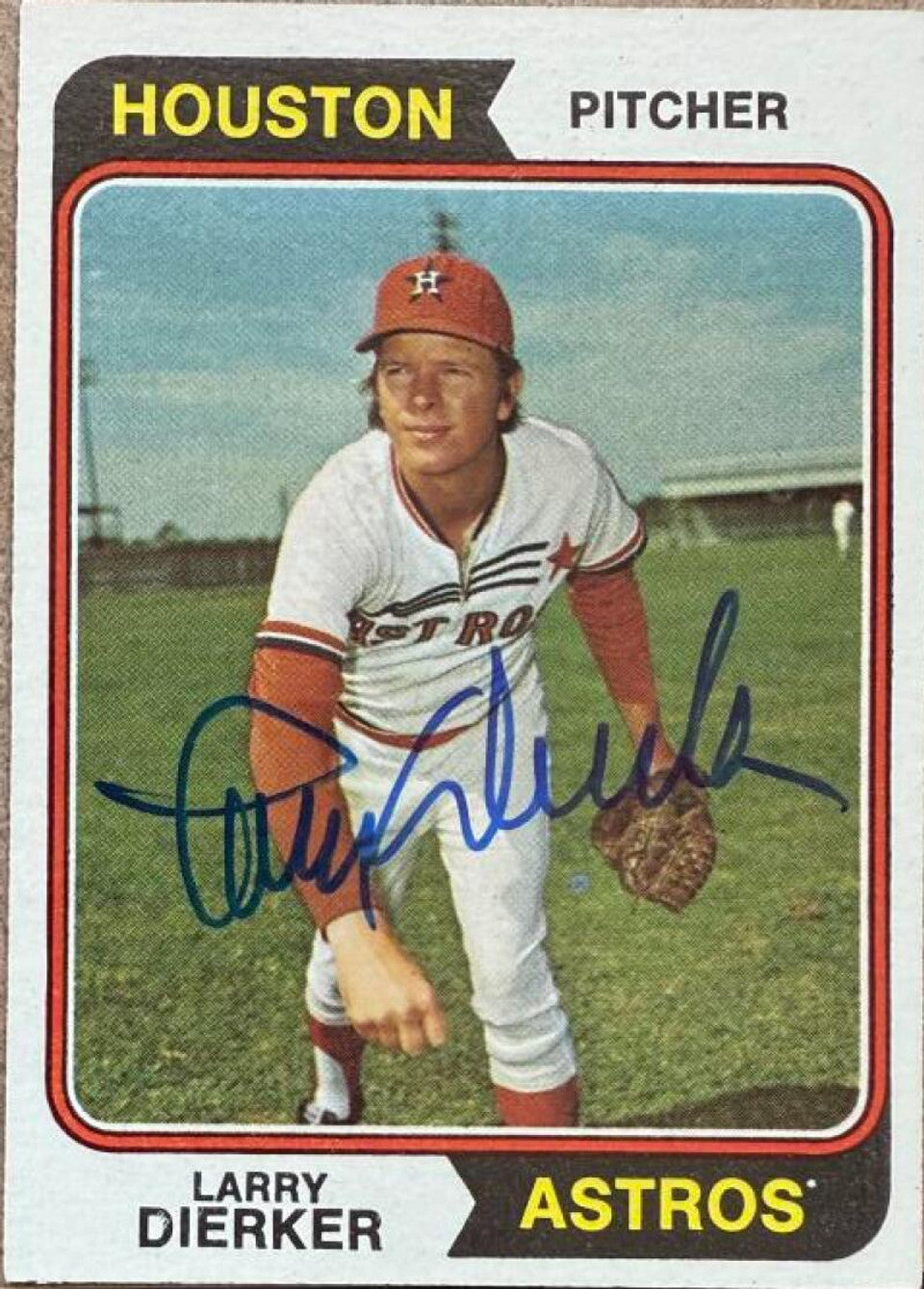 Larry Dierker Signed 1974 Topps Baseball Card - Houston Astros
