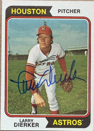 Larry Dierker Signed 1974 Topps Baseball Card - Houston Astros