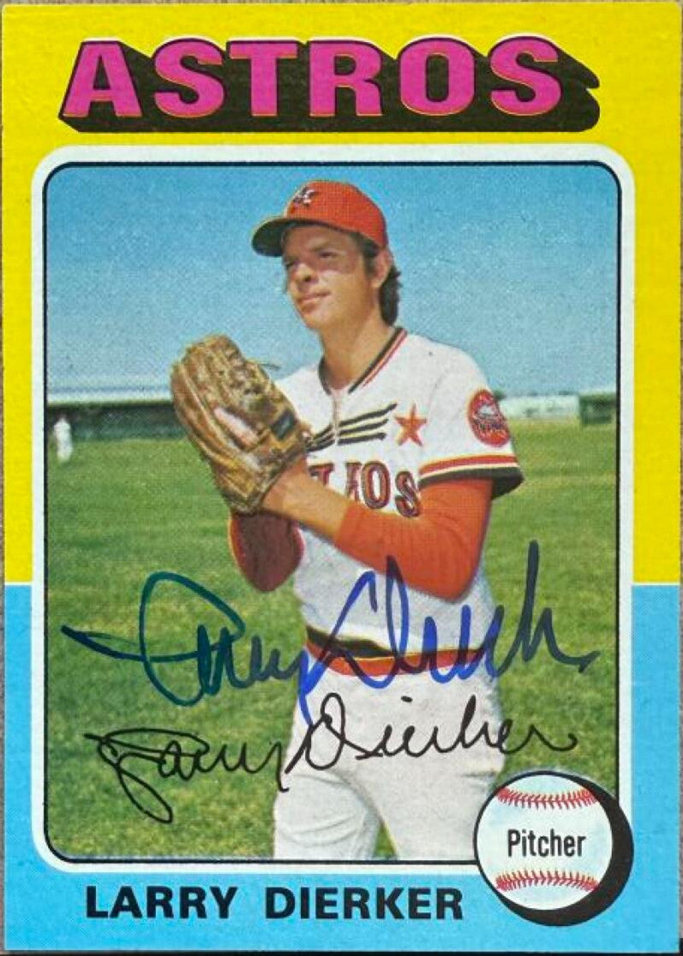 Larry Dierker Signed 1975 Topps Baseball Card - Houston Astros