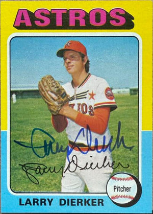 Larry Dierker Signed 1975 Topps Baseball Card - Houston Astros