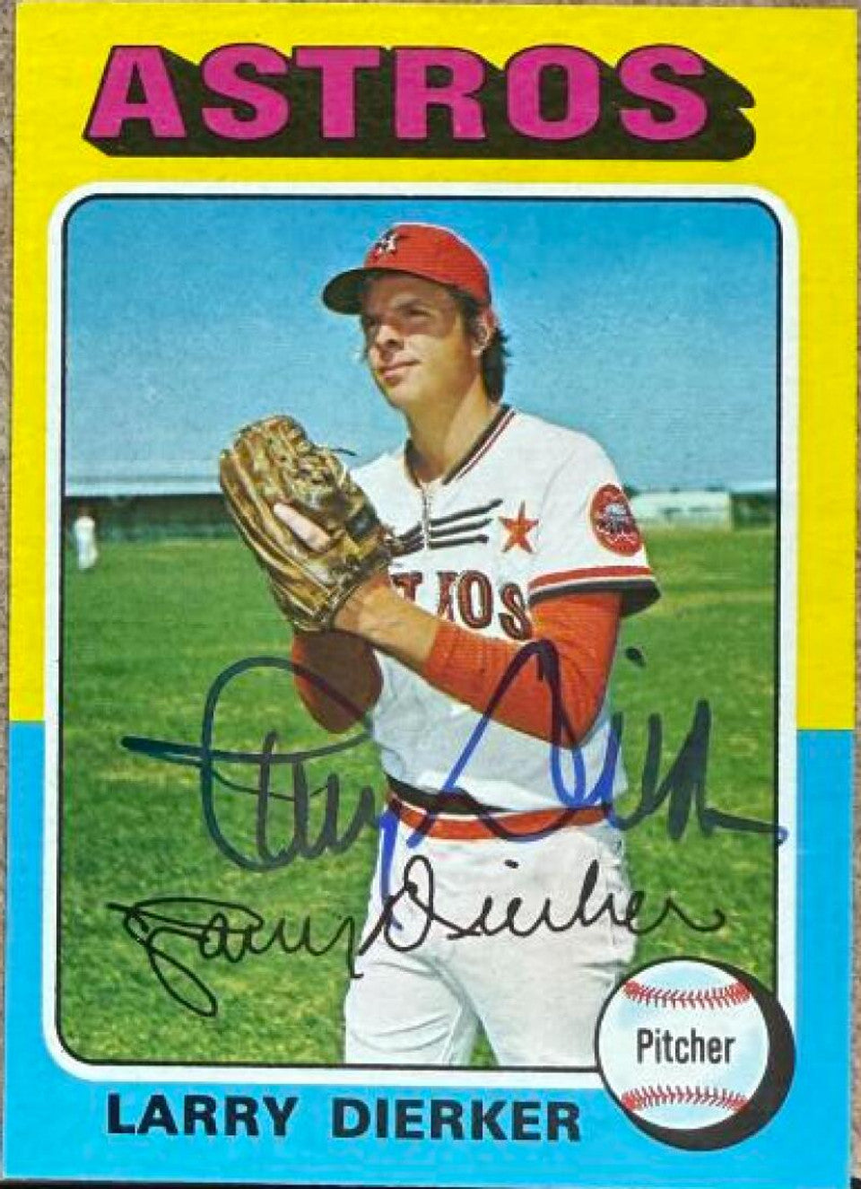Larry Dierker Signed 1975 Topps Mini Baseball Card - Houston Astros