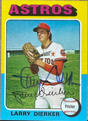 Larry Dierker Signed 1975 Topps Mini Baseball Card - Houston Astros