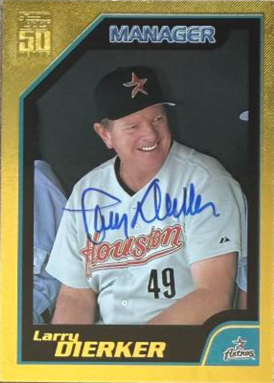 Larry Dierker Signed 2001 Topps Gold Baseball Card - Houston Astros