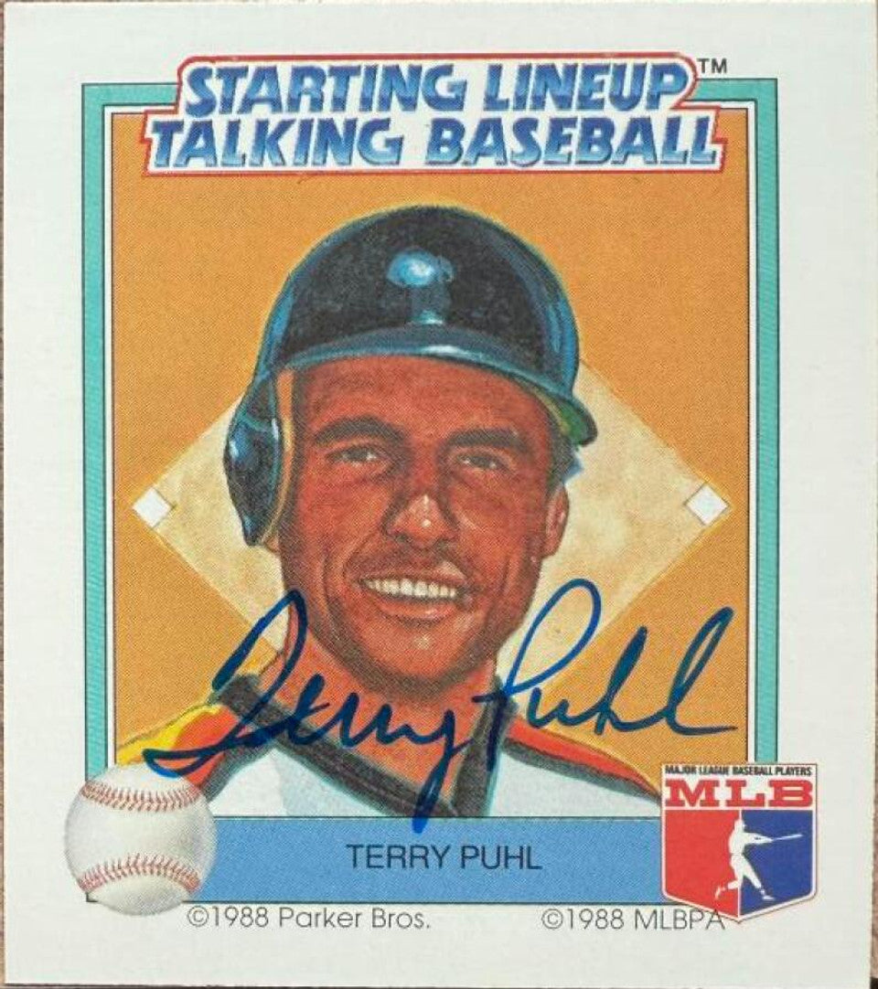 Terry Puhl Signed 1988 Parker Bros Starting Lineup Talking Baseball Card - Houston Astros
