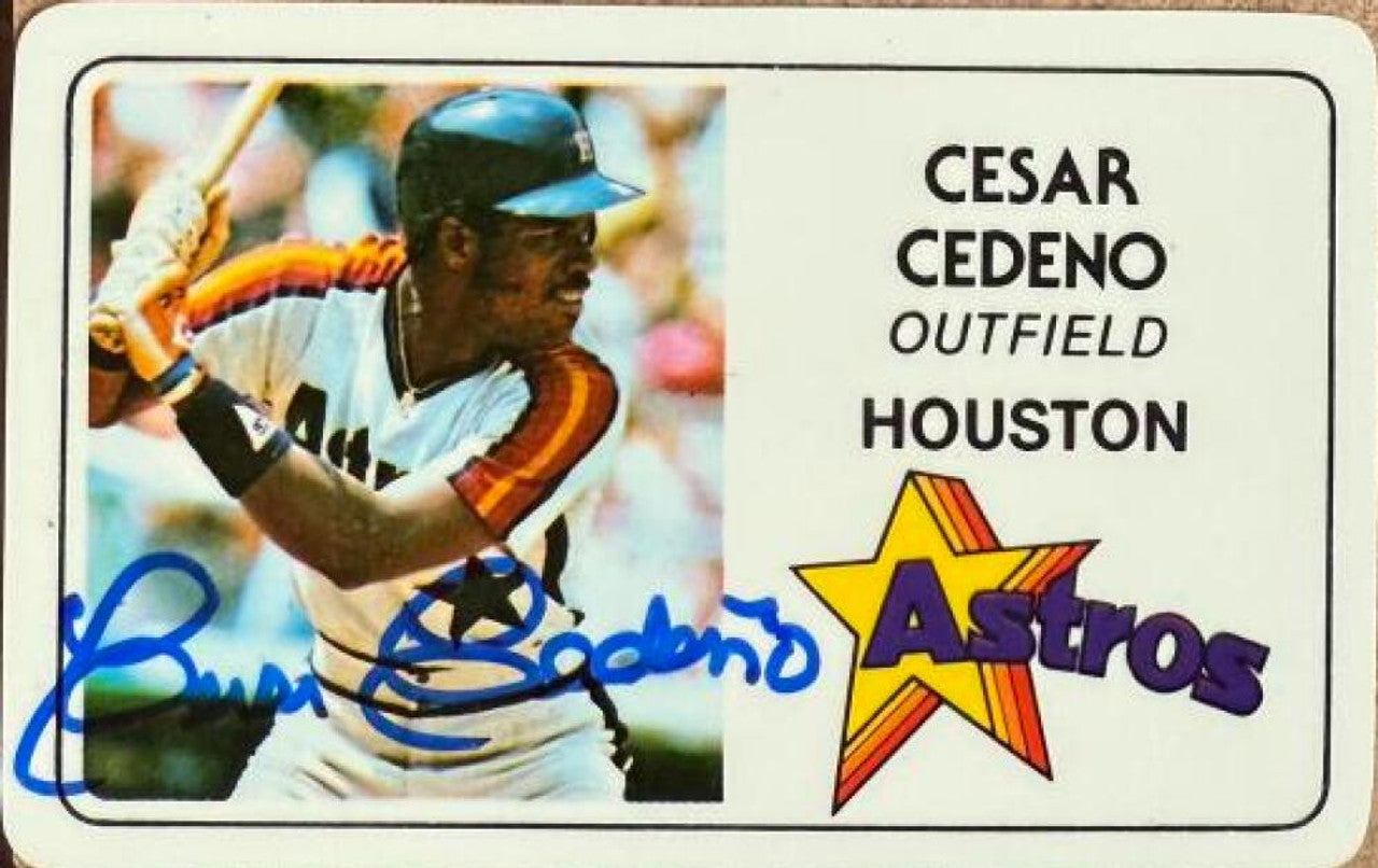 Cesar Cedeno Signed 1981 Perma-Graphics Superstar Credit Baseball Card - Houston Astros