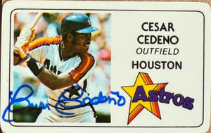 Cesar Cedeno Signed 1981 Perma-Graphics Superstar Credit Baseball Card - Houston Astros