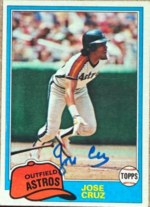 ホセ・クルーズ直筆サイン入り 1981 Topps ベースボールカード - ヒューストン・アストロズ #105