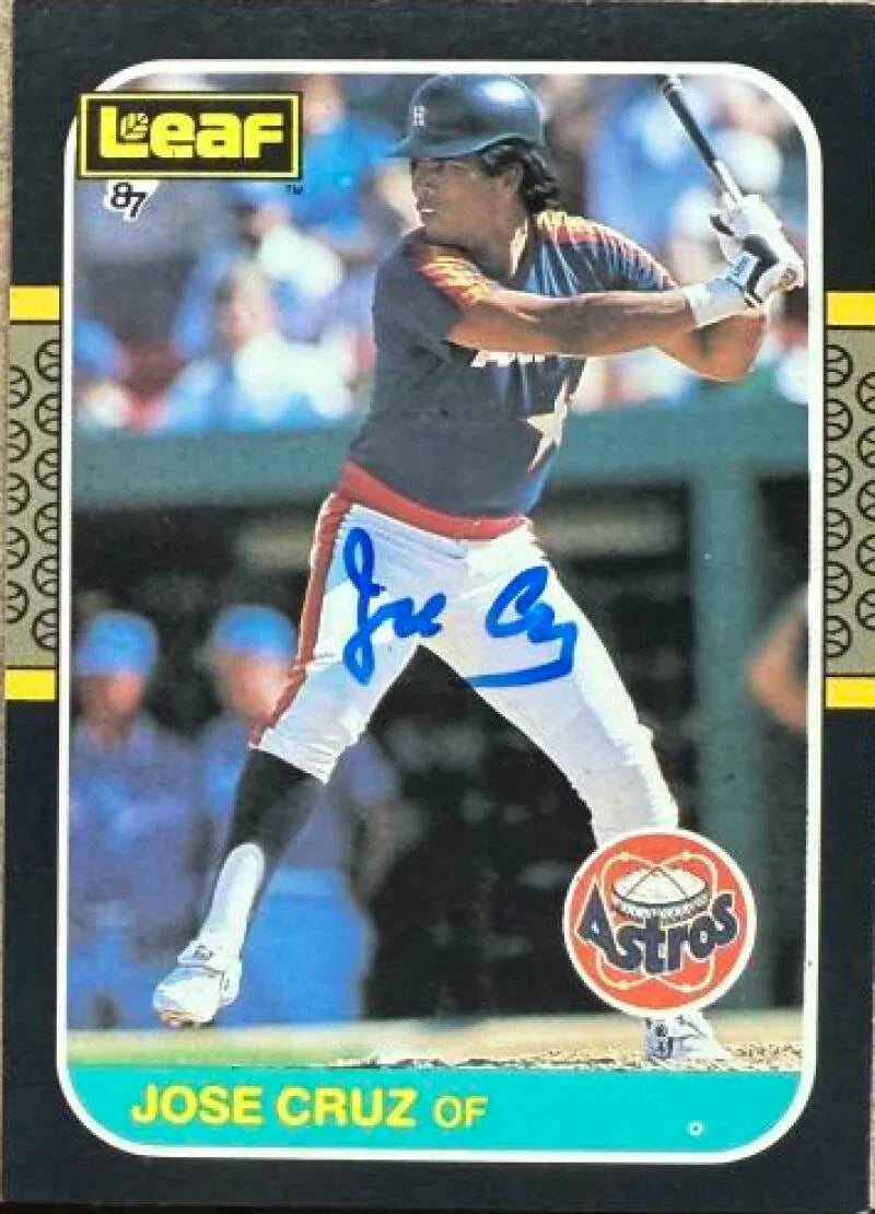 Jose Cruz Autographed 1987 Leaf Baseball Card - Houston Astros #116