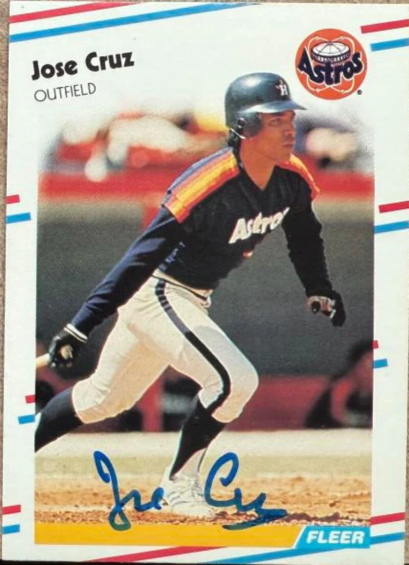 Jose Cruz Autographed 1988 Fleer Baseball Card - Houston Astros #443