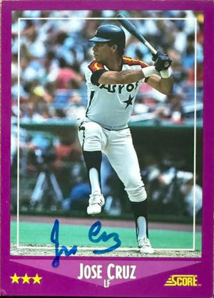 Jose Cruz Autographed 1988 Score Baseball Card - Houston Astros #28