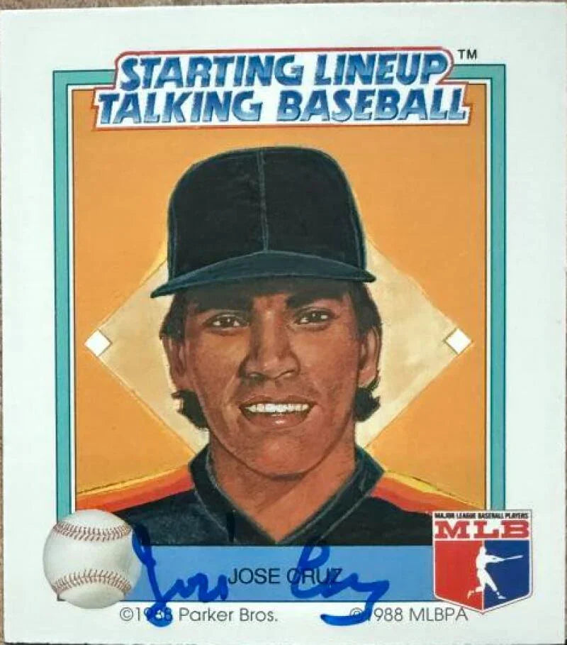 Jose Cruz Autographed 1988 Parker Bros. Starting Lineup Talking Baseball Card - Houston Astros #21