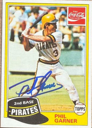 Phil Garner Autographed 1981 Topps Coca-Cola Pittsburgh Pirates Baseball Card - Pittsburgh Pirates #5