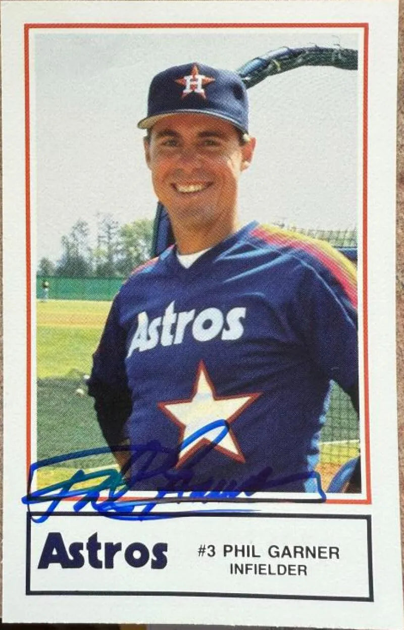 Phil Garner Autographed 1987 Houston Police SGA Baseball Card - Houston Astros #24
