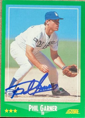 Phil Garner Autographed 1988 Score Baseball Card - Los Angeles Dodgers #431