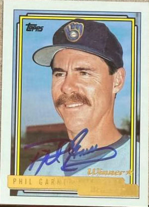 フィル・ガーナー直筆サイン入り 1992 Topps Gold Winner ベースボールカード - ミルウォーキー・ブルワーズ #291 MGR