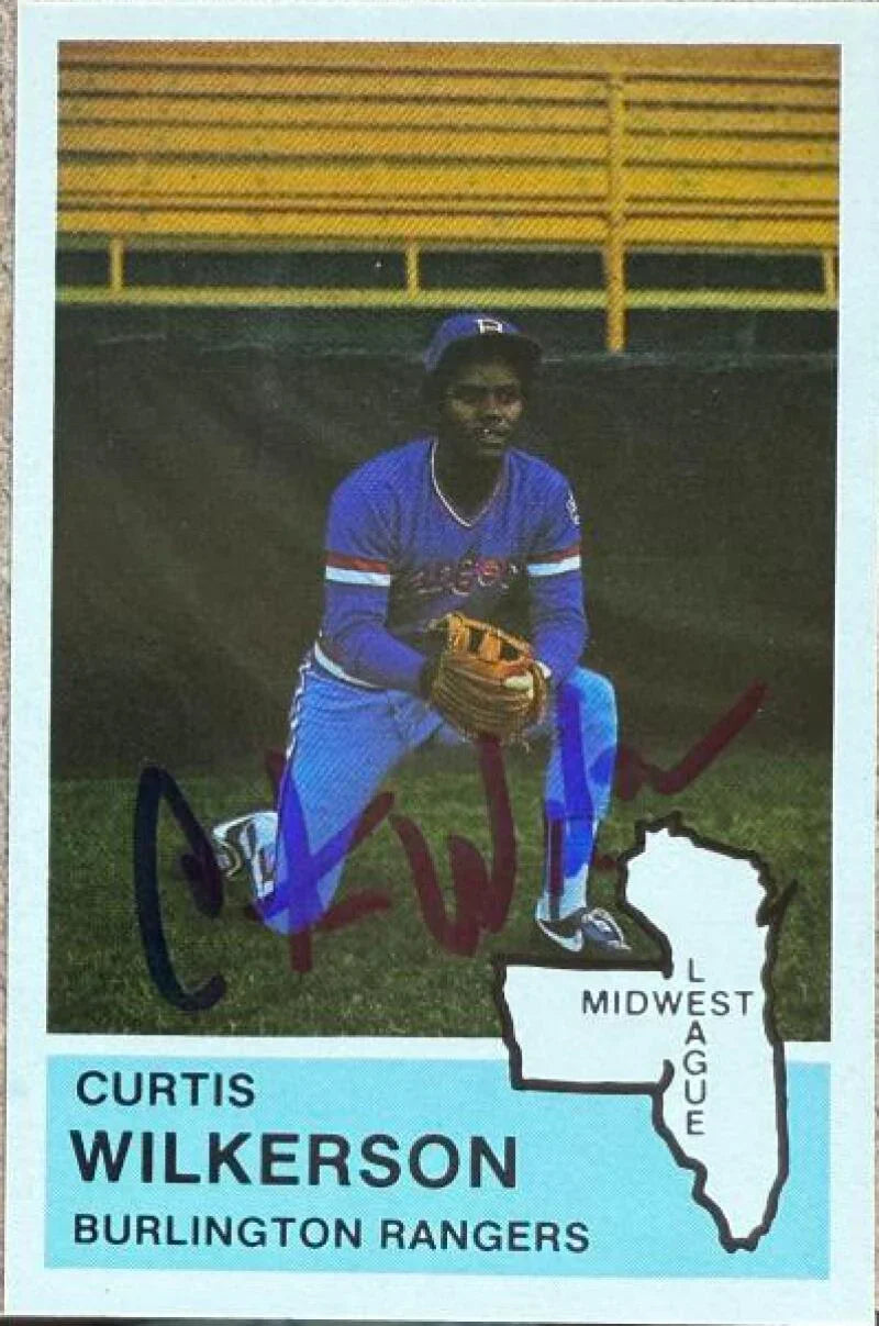 Curtis Wilkerson Signed 1982 Fritsch Burlington Rangers Baseball Card - #13