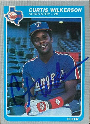 Curtis Wilkerson Signed 1985 Fleer Baseball Card - Texas Rangers #573