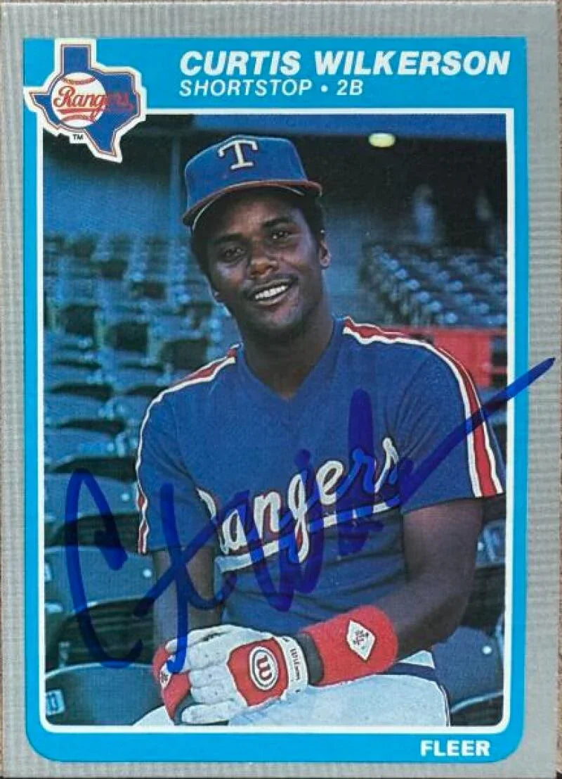 カーティス・ウィルカーソン直筆サイン入り 1985年 Fleer ベースボールカード - テキサス・レンジャーズ #573