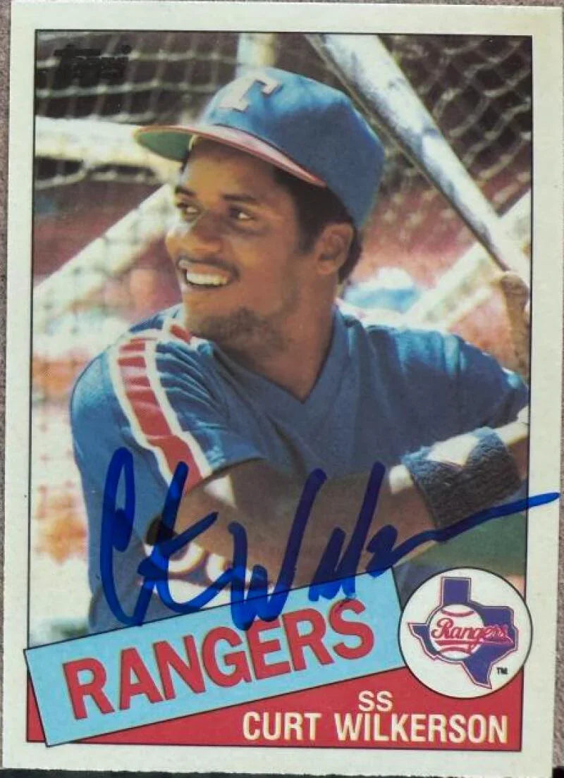 Curtis Wilkerson Signed 1985 Topps TIFFANY Baseball Card - Texas Rangers #594