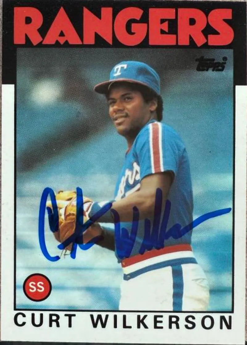 Curtis Wilkerson Signed 1986 Topps TIFFANY Baseball Card - Texas Rangers #434