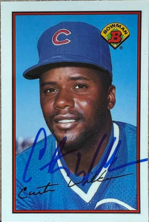 Curtis Wilkerson Signed 1989 Bowman Tiffany Baseball Card - #292