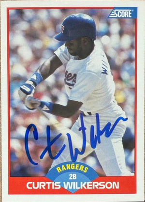 Curtis Wilkerson Signed 1989 Score Baseball Card - Texas Rangers #518