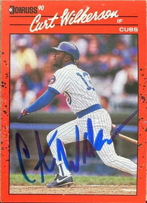 Curtis Wilkerson Signed 1990 Donruss Baseball Card - Chicago Cubs #608