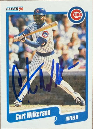 Curtis Wilkerson Signed 1990 Fleer Baseball Card - Chicago Cubs #46