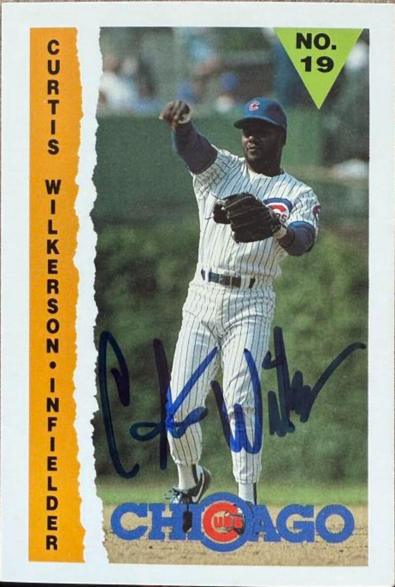 Curtis Wilkerson Signed 1990 Marathon Baseball Card - Chicago Cubs #NNO