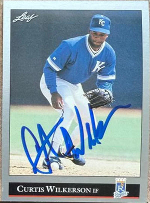 Curtis Wilkerson Signed 1992 Leaf Baseball Card - Kansas City Royals #387