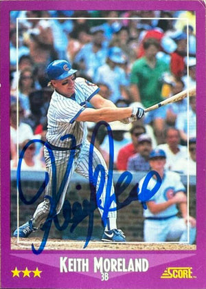 Keith Moreland Signed 1988 Score Baseball Card - Chicago Cubs #71