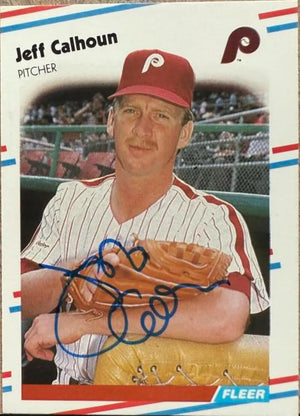 Jeff Calhoun Signed 1988 Fleer Baseball Card - Philadelphia Phillies #299