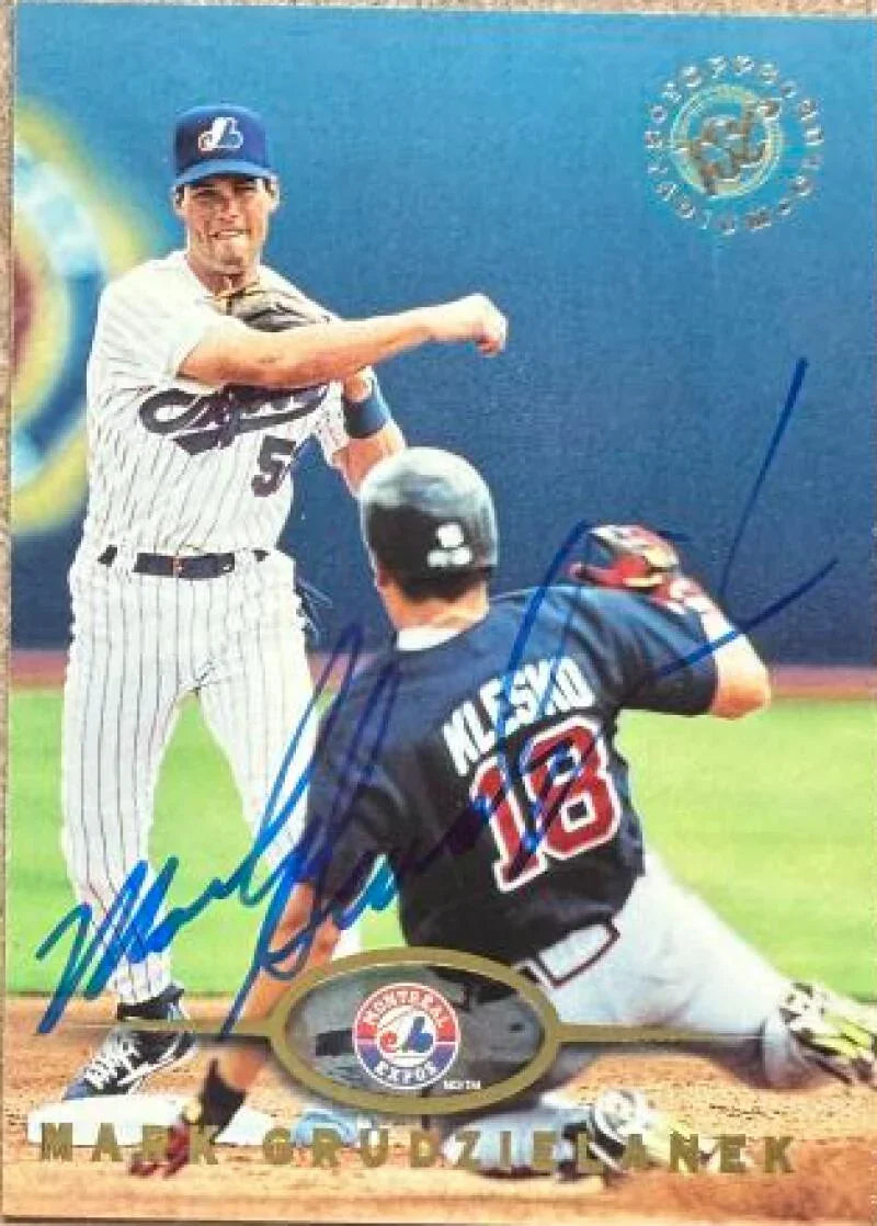 Mark Grudzielanek Signed 1995 Stadium Club Baseball Card - Montreal Expos #571 RC