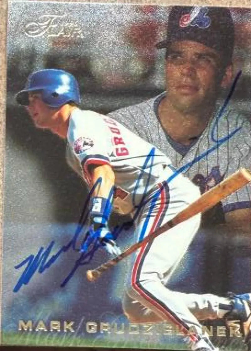 Mark Grudzielanek Signed 1996 Flair Silver Background Gold Lettering Baseball Card - Montreal Expos #307