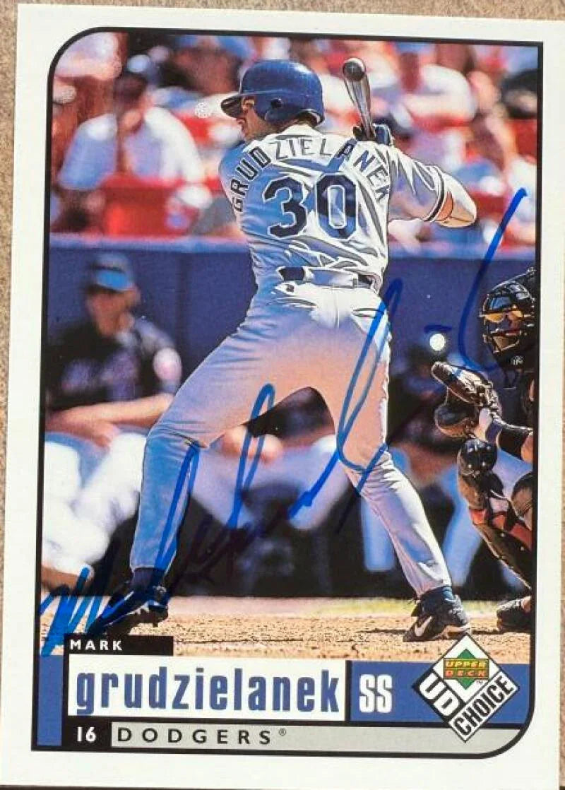 Mark Grudzielanek Signed 1999 UD Choice Baseball Card - Los Angeles Dodgers #100