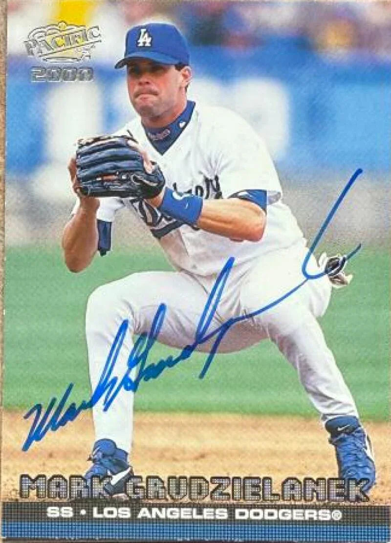 Mark Grudzielanek Signed 2000 Pacific Baseball Card - Los Angeles Dodgers #217