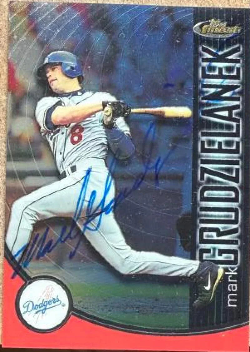 Mark Grudzielanek Signed 2001 Topps Finest Baseball Card - Los Angeles Dodgers #77
