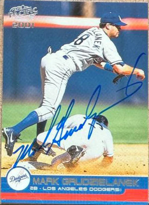 Mark Grudzielanek Signed 2001 Pacific Baseball Card - Los Angeles Dodgers #216
