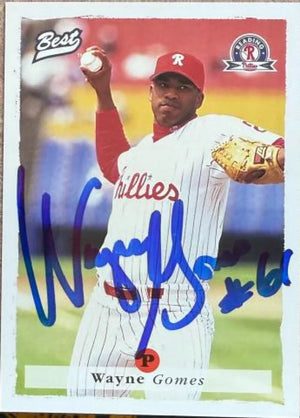 Wayne Gomes Signed 1995 Best Baseball Card - Reading Phillies