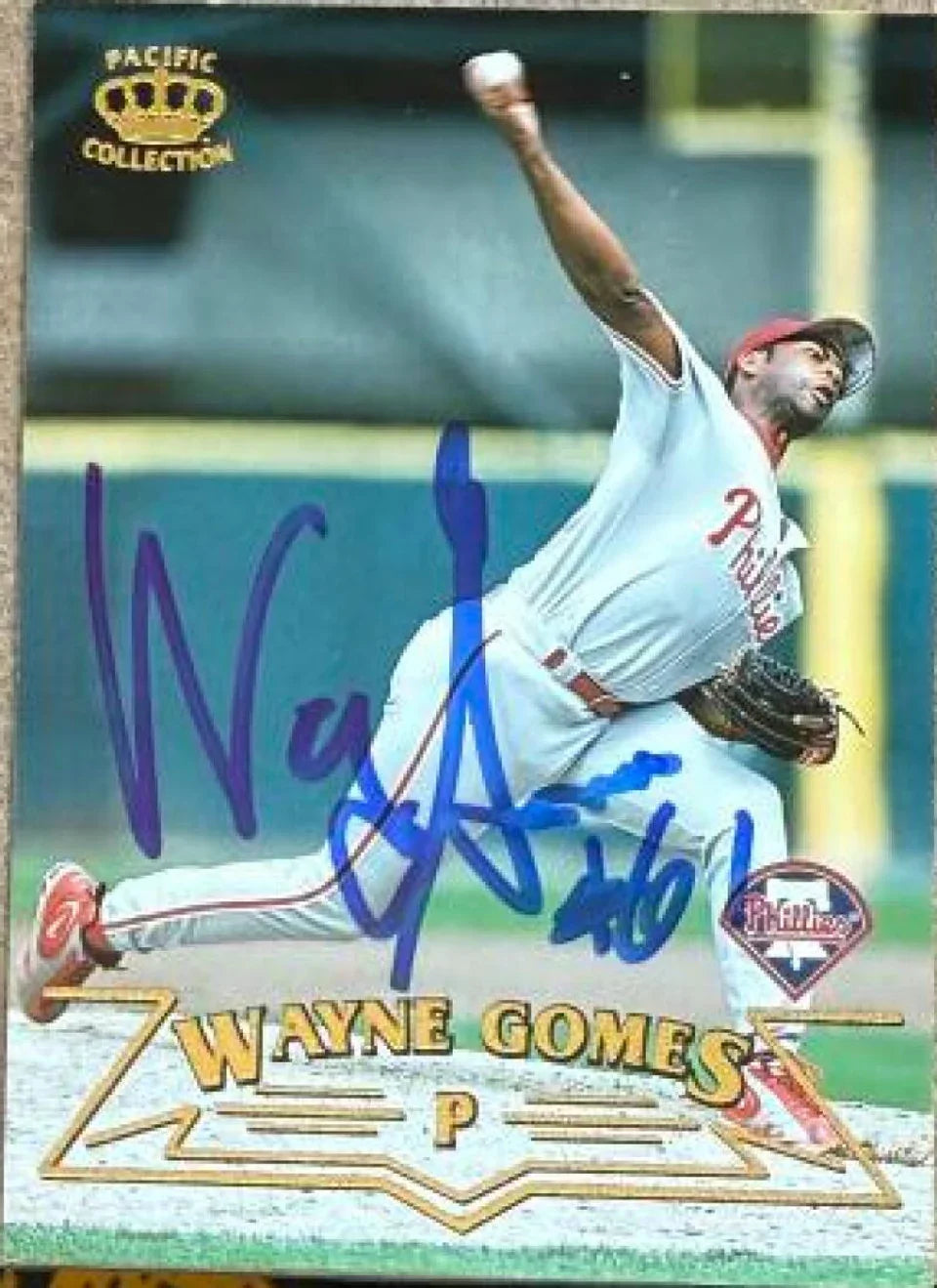 Wayne Gomes Signed 1998 Pacific Baseball Card - Philadelphia Phillies